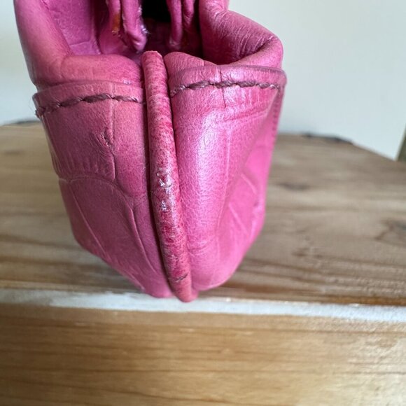 Y2K MAXX New York Pink Croc Embossed Leather Silver Hardware Clutch Bag - Picture 10 of 17